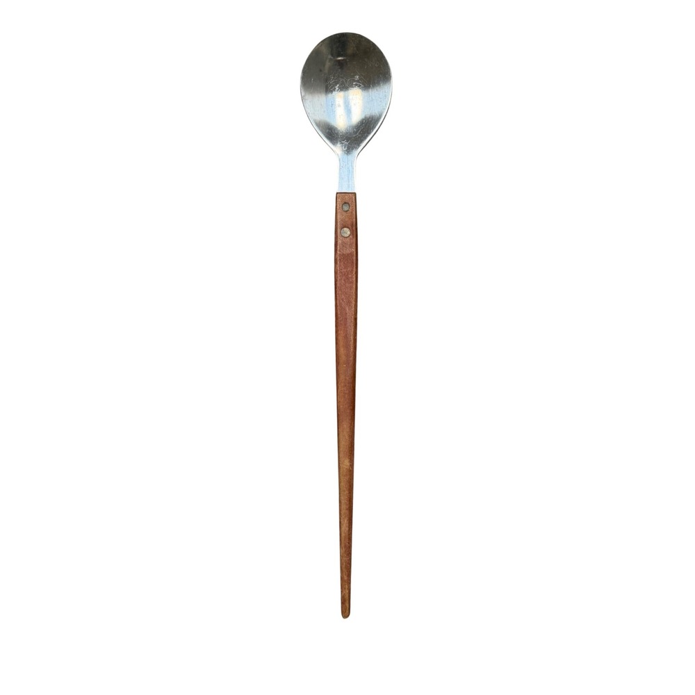 Vintage‎ 50s Arnart Japanese Salad Serving Spoon Stainless Steel Wood Handle MCM